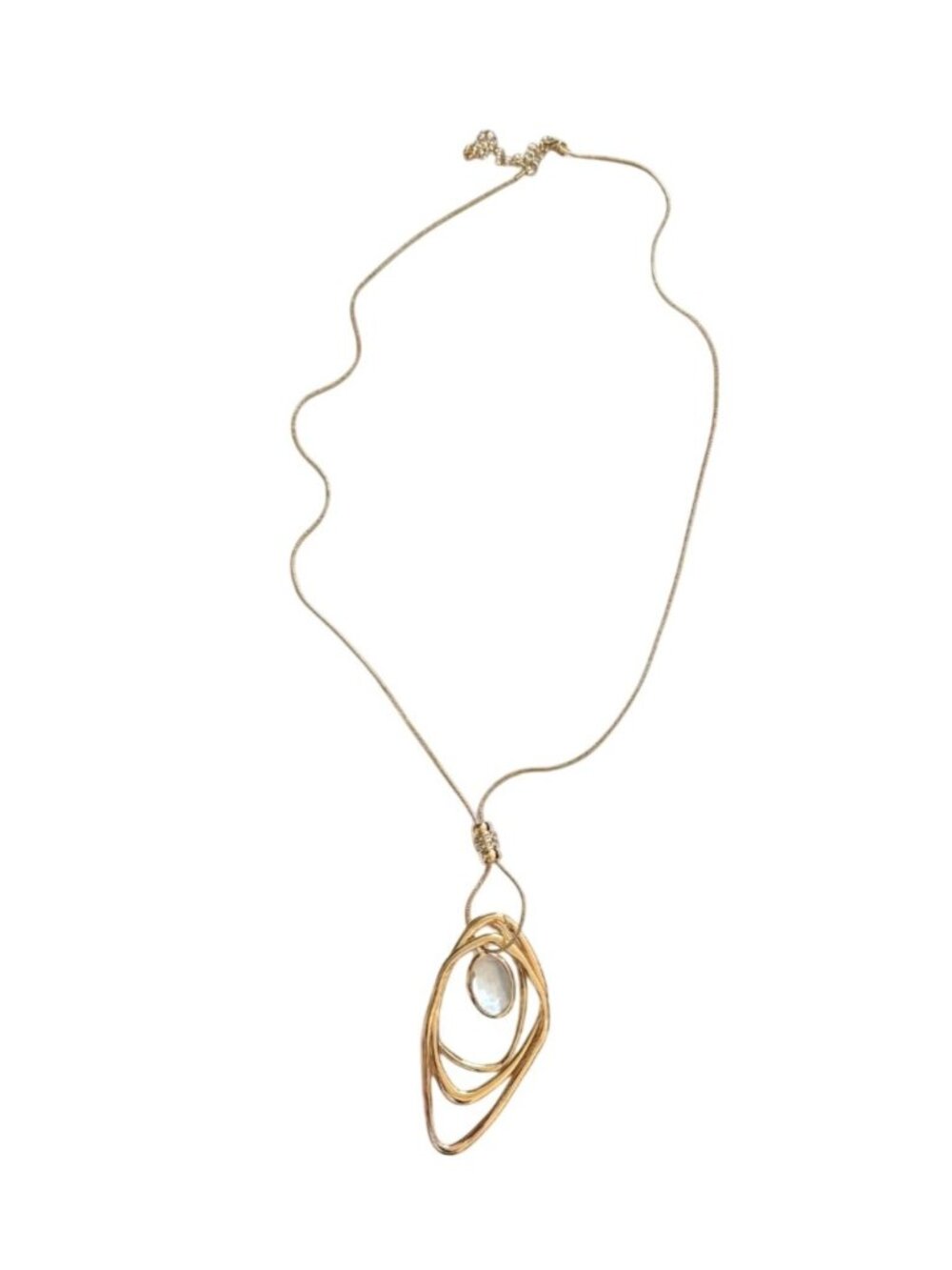 Premier Designs Gorgeous Gold-Tone String Necklace 38"L w G Large ring pendants